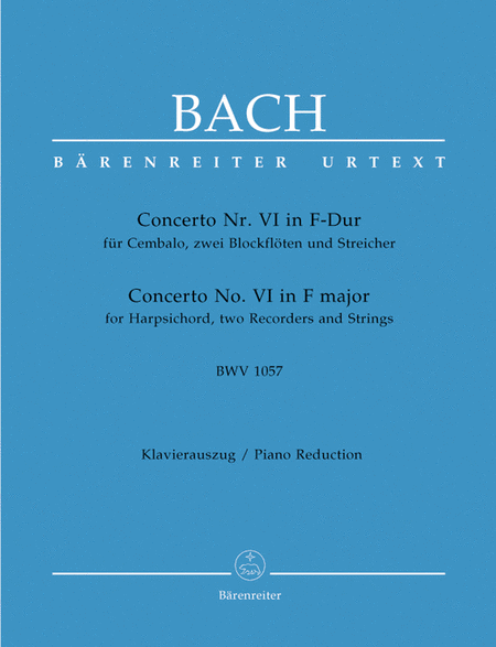 Concerto for Harpsichord, zwei Blockfloten und Streicher No. 6 F major BWV 1057