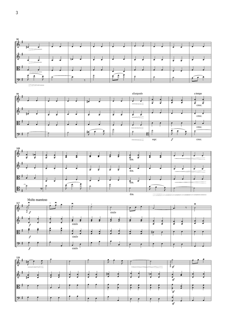 Elgar Pomp and Circumstance March No.1, for string quartet, CE001 String Quartet scores gallery preview page 3