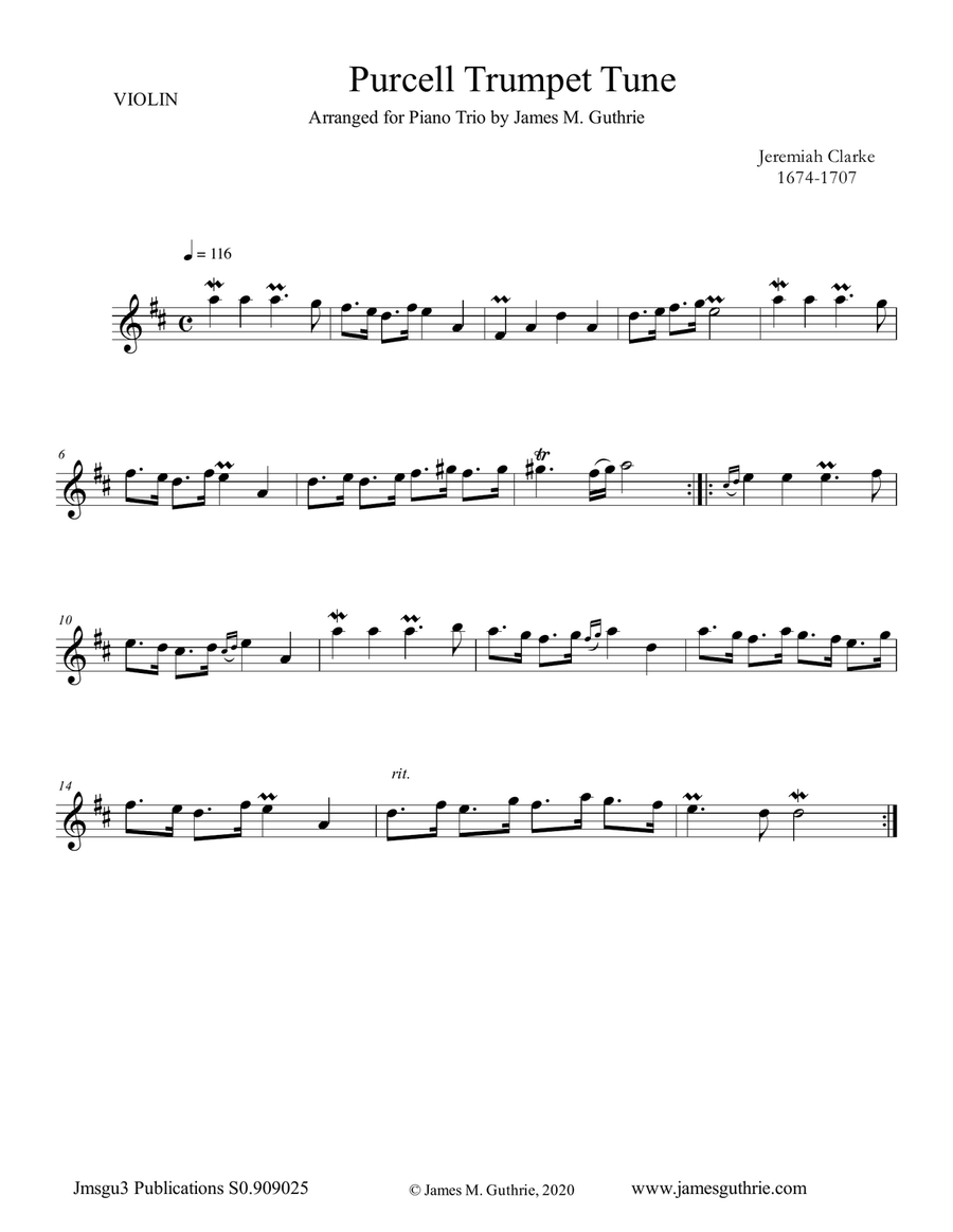 Clarke: Purcell Trumpet Tune for Piano Trio Clarke: Purcell Trumpet Tune for Piano Trio Piano Trio scores gallery preview page 3