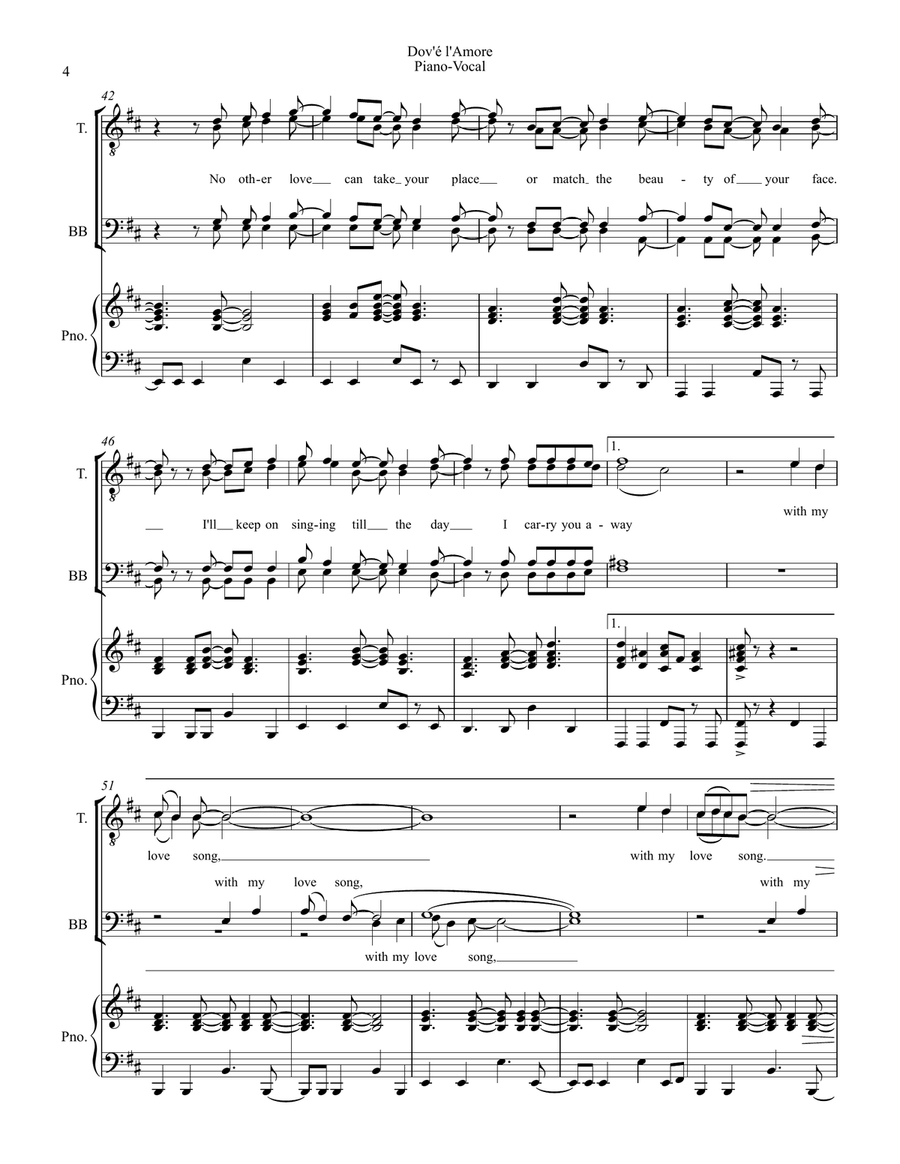 Dov'e L'amore TTBB scores gallery preview page 4