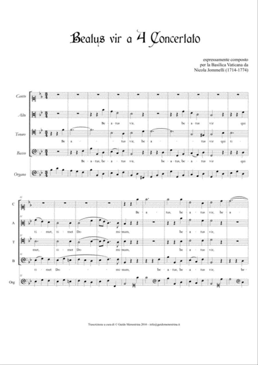Niccolò Jommelli - Beatus vir a 4 4-Part scores gallery preview page 1