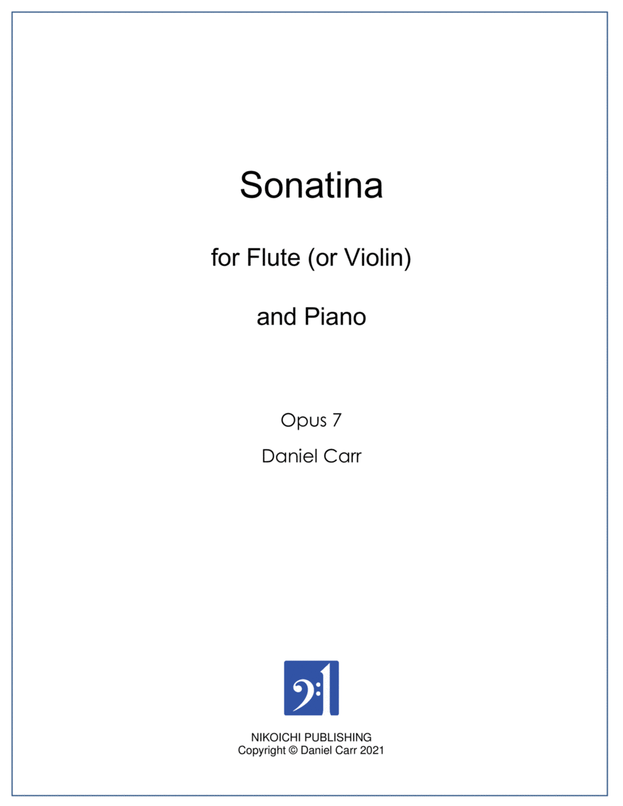 Sonatina for Yumi for Flute (or Violin) And Piano - Opus 7