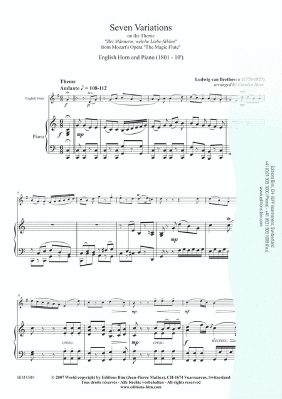 7 Variations English Horn scores gallery preview page 2