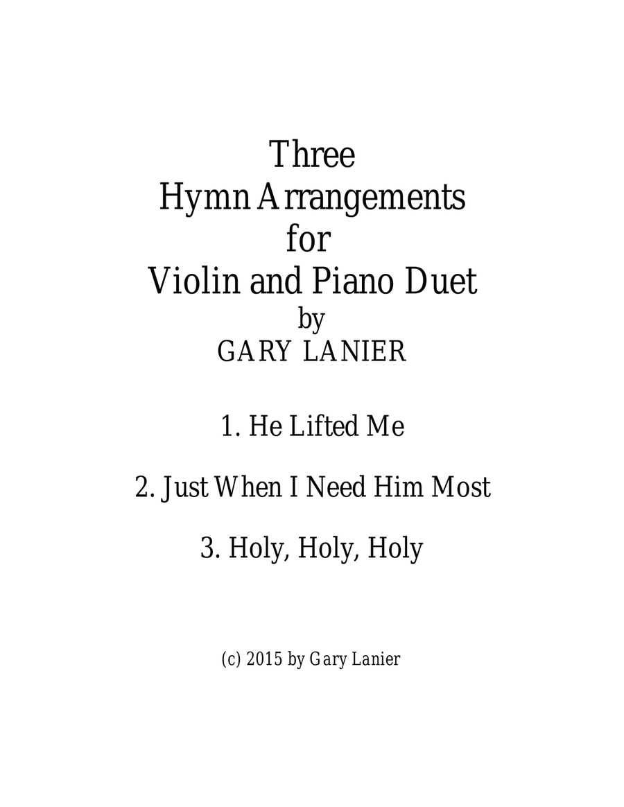 THREE HYMN ARRANGEMENTS for VIOLIN and PIANO (Duet – Violin/Piano with Violin Part) Violin Solo scores gallery preview page 1