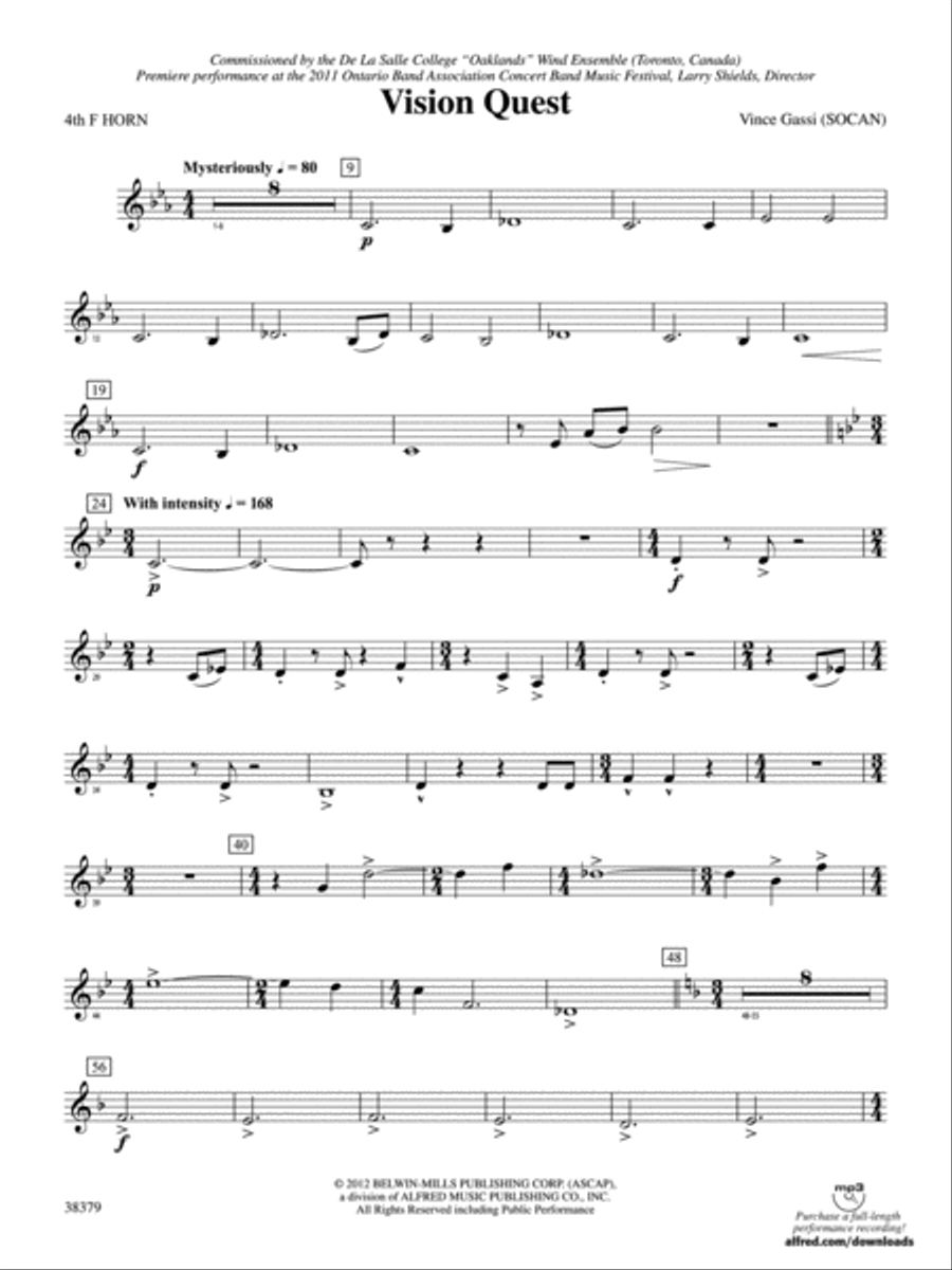 Vision Quest: 4th F Horn Concert Band scores gallery preview page 1