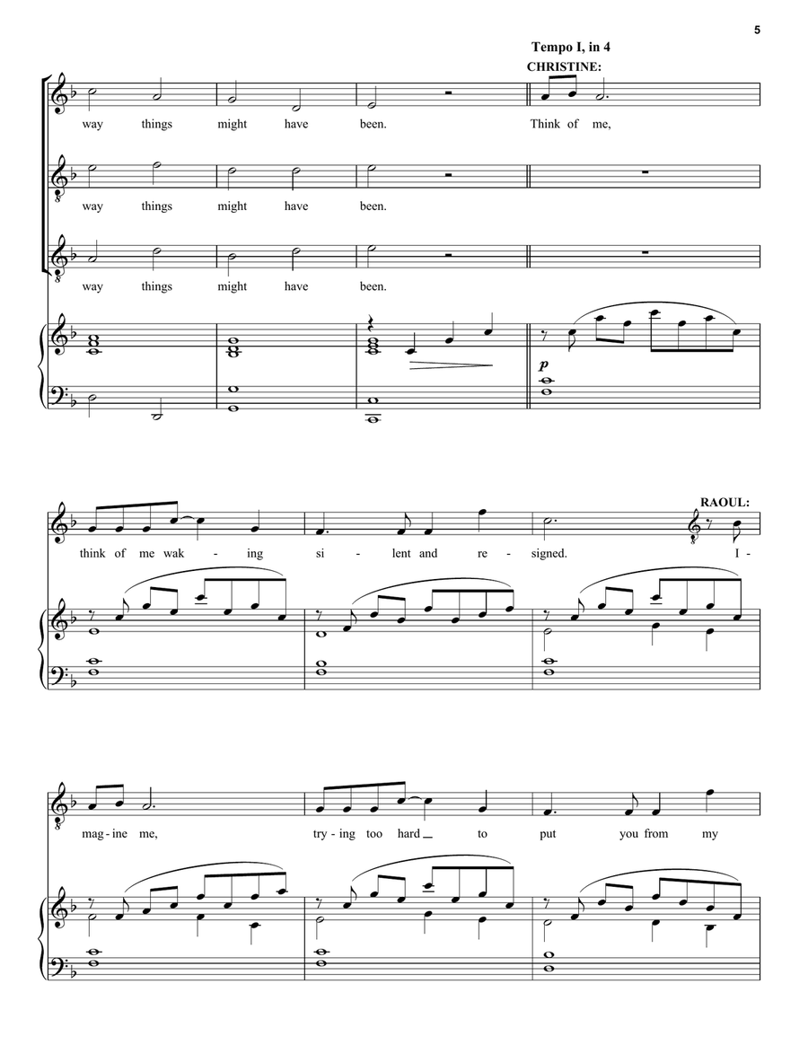 Think Of Me (from Phantom Of The Opera) (Trio) Voice scores gallery preview page 5