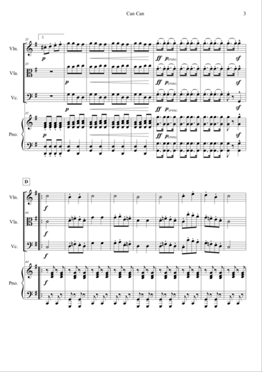 Can Can (from Orpheus in the Underworld) Piano Quartet scores gallery preview page 3