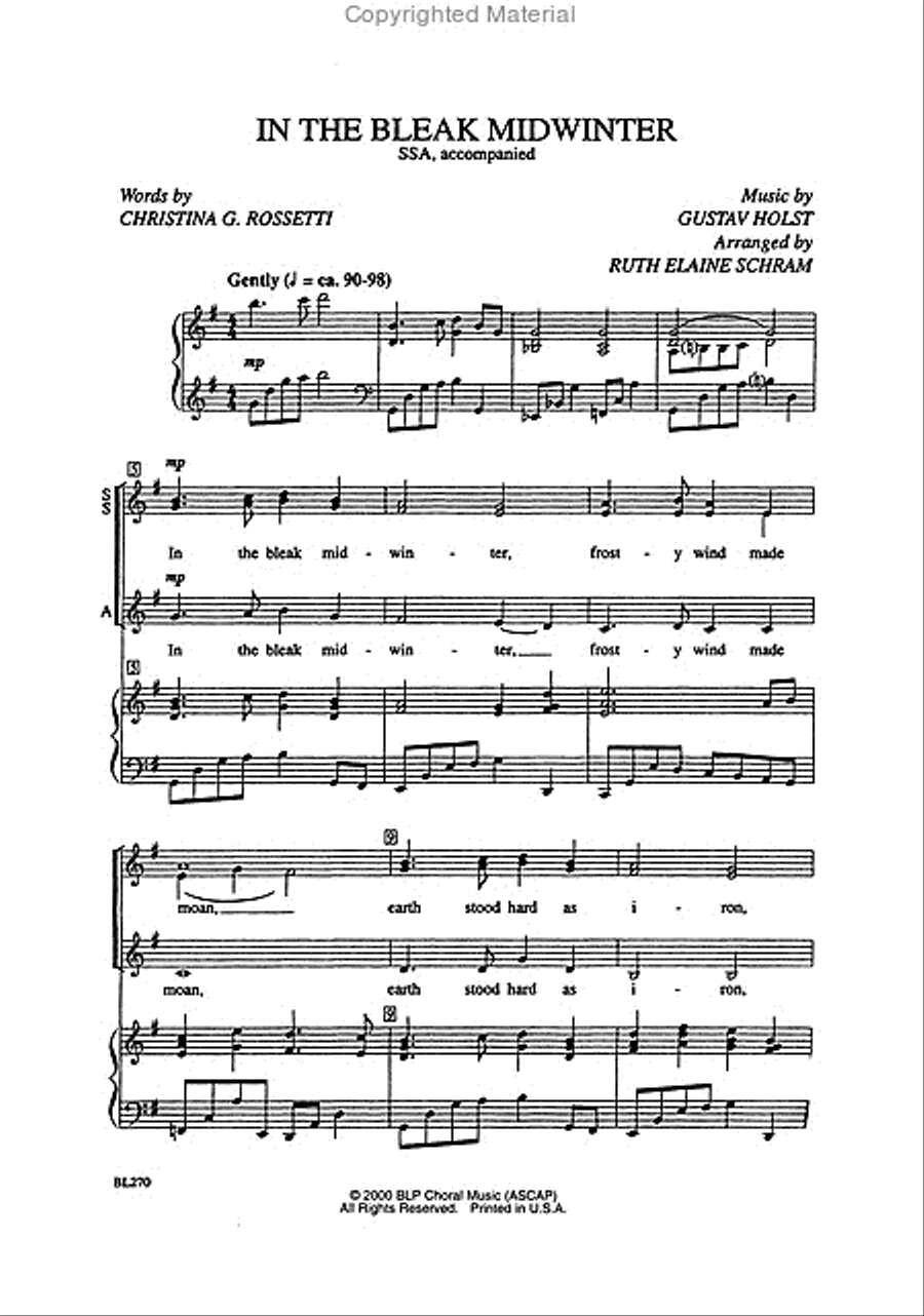 In the Bleak Midwinter SSA scores gallery preview page 2