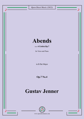 Book cover for Jenner-Abends,in B flat Major,Op.7 No.4