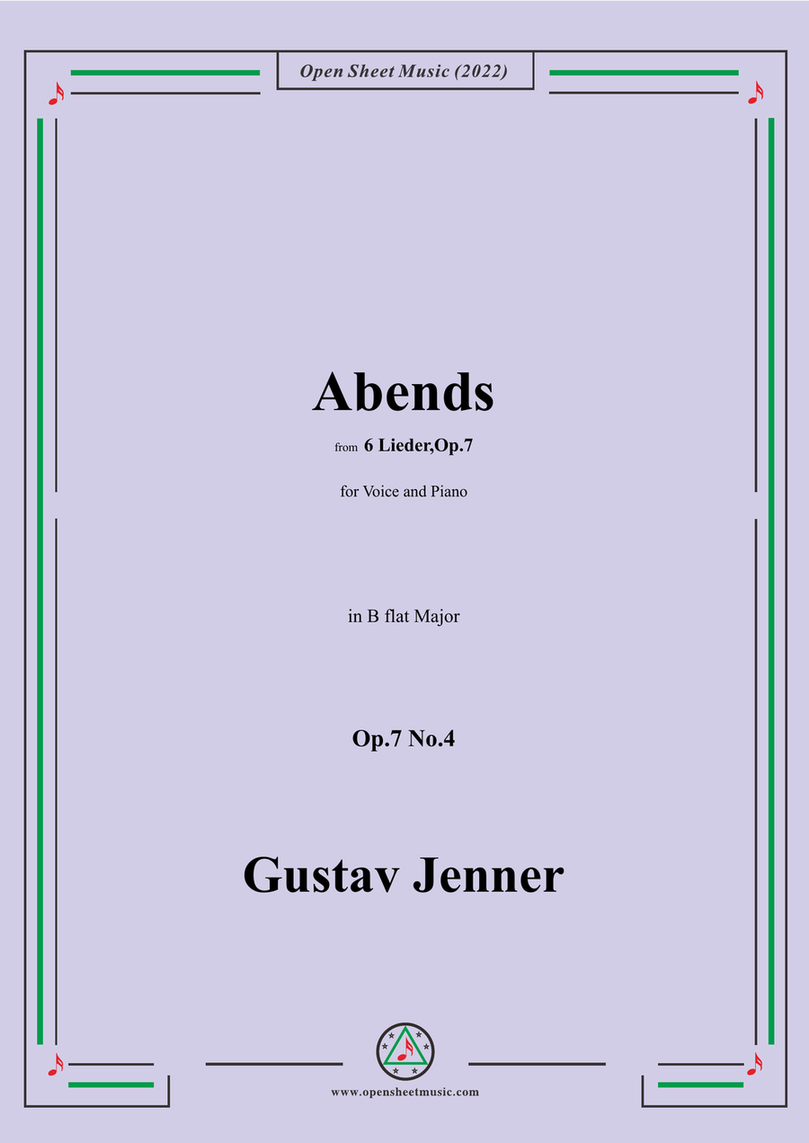 Jenner-Abends,in B flat Major,Op.7 No.4