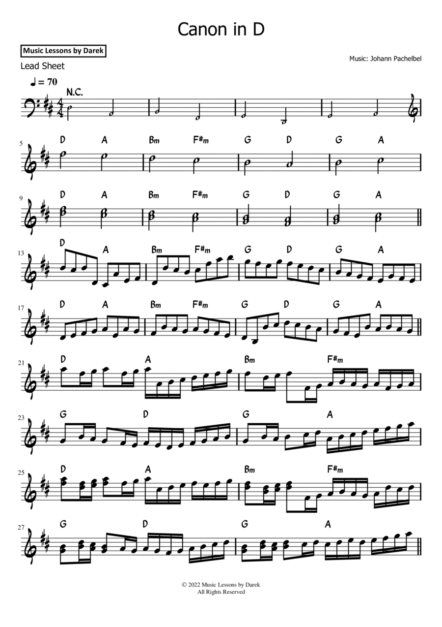 Canon in D (LEAD SHEET) [Johann Pachelbel] Piano scores gallery preview page 1