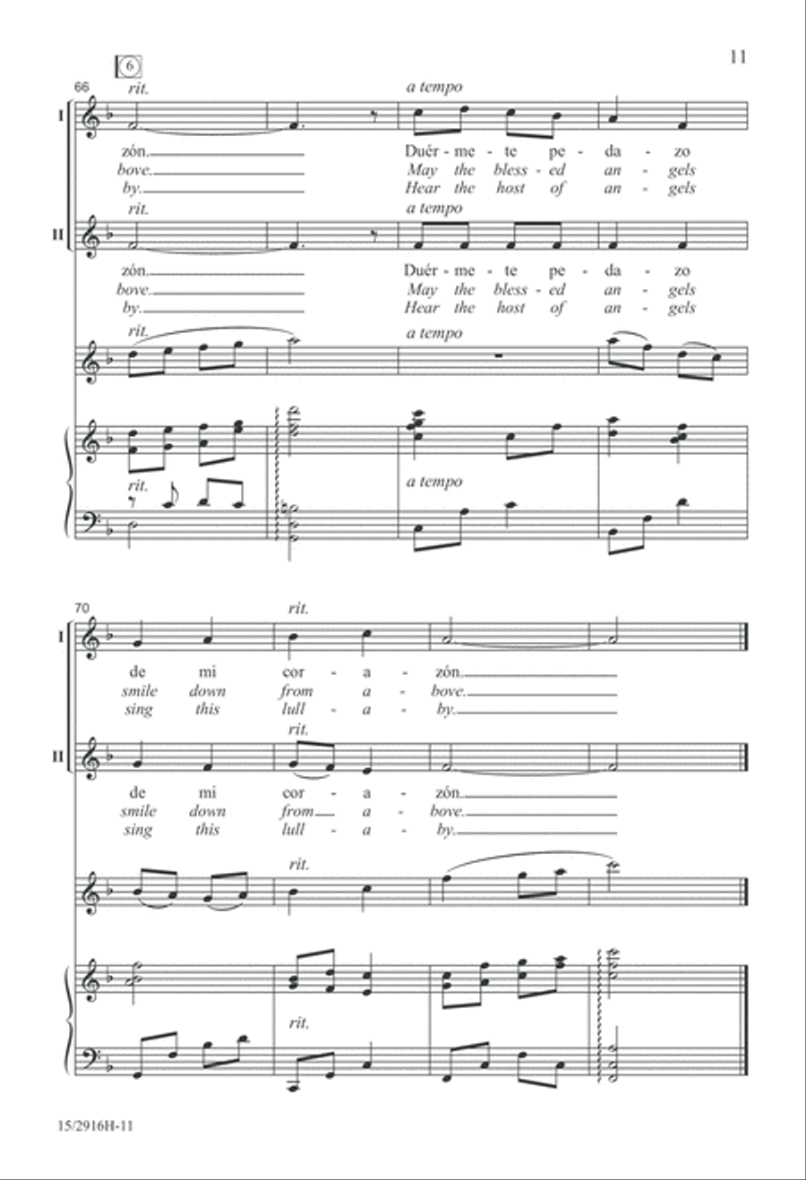 Duérmete (The Angels' Lullaby) 2-Part scores gallery preview page 12