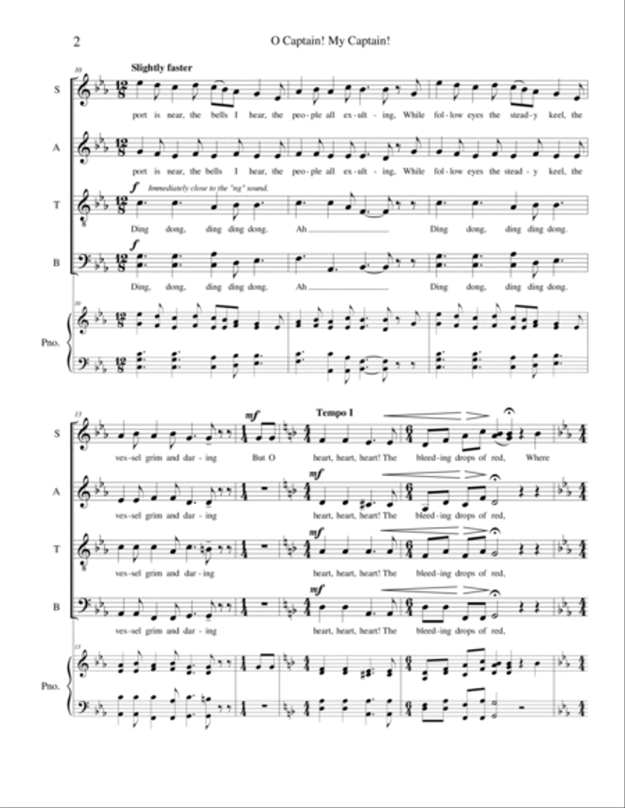 O Captain! My Captain! A Cappella scores gallery preview page 2
