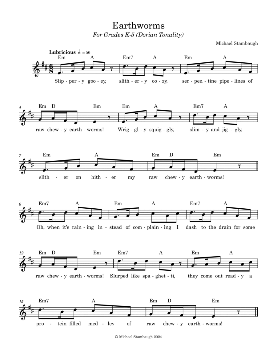 Earthworms Piano scores gallery preview page 1