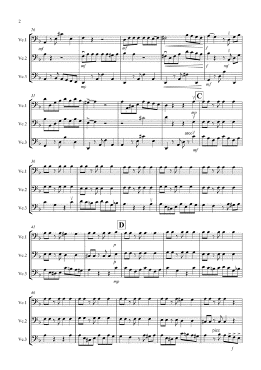 Tango á Trois for Cello Trio Tango á Trois for Cello Trio Cello Solo scores gallery preview page 2