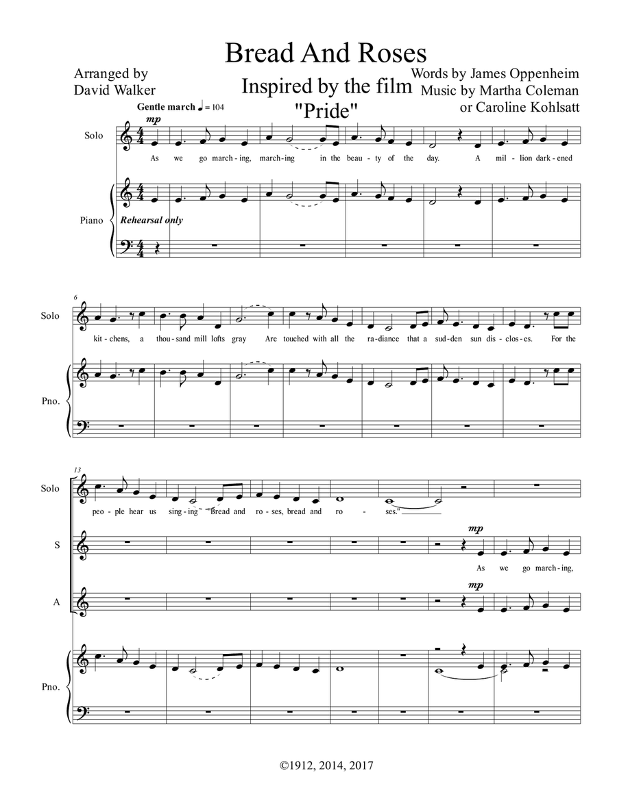 Bread And Roses Bread And Roses 4-Part scores gallery preview page 1