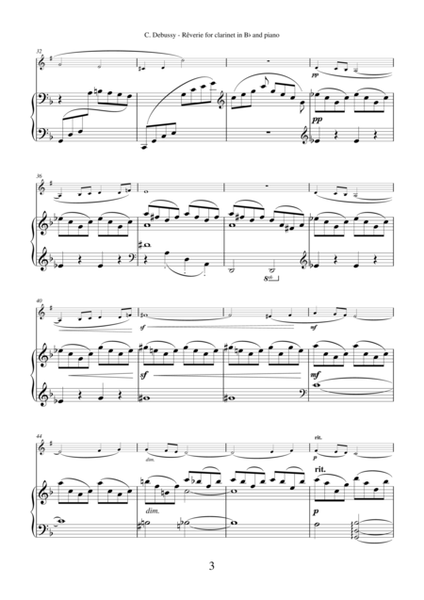 Reverie by Claude Debussy, transcription for clarinet and piano