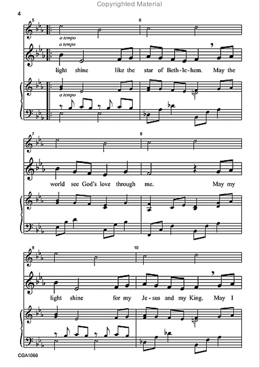 May My Light Shine Unison Choir scores gallery preview page 3