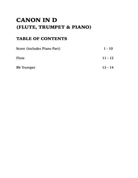 Canon in D (Trio for Flute, Trumpet and Piano) image number null
