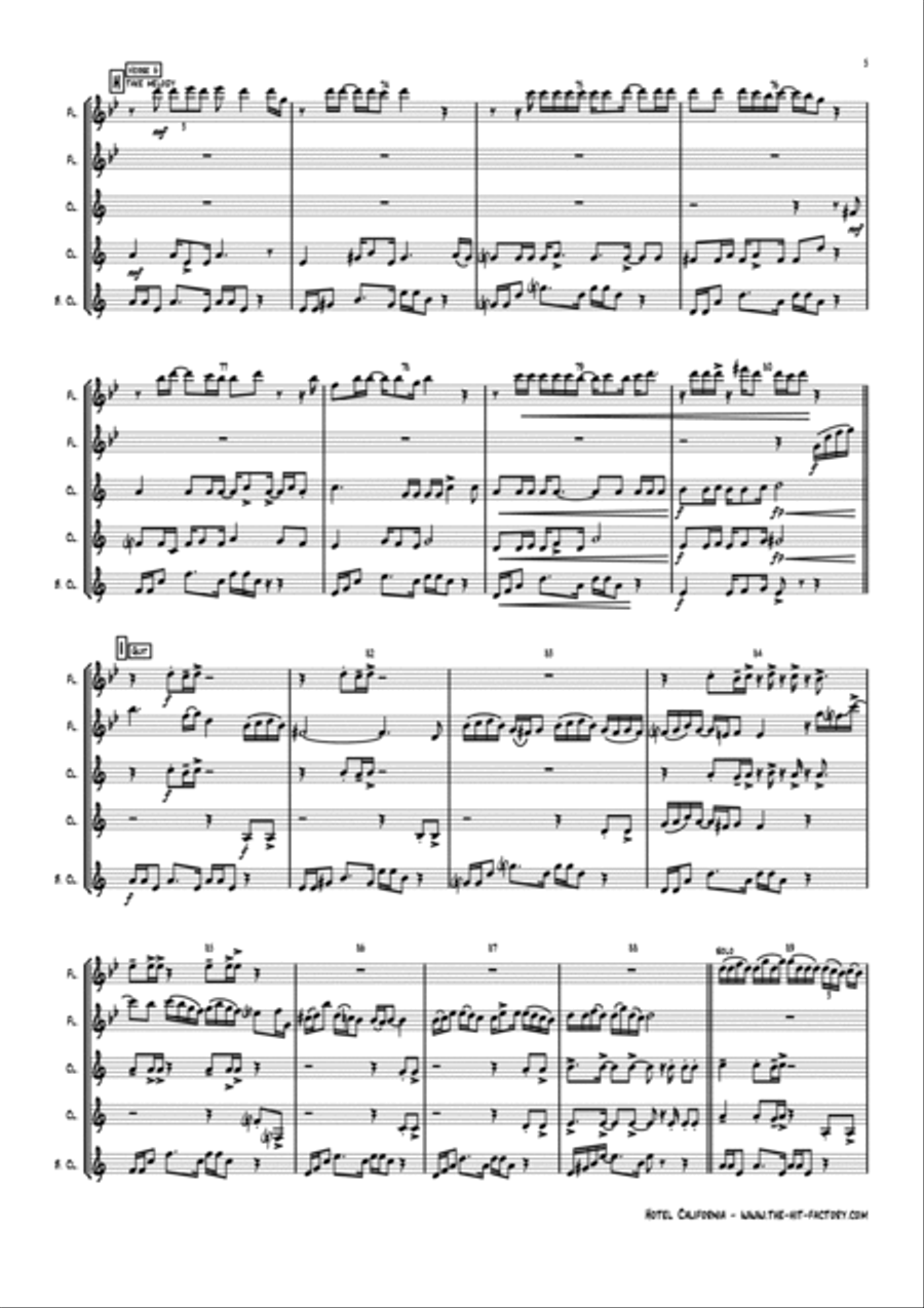 Hotel California Woodwind Quintet scores gallery preview page 5