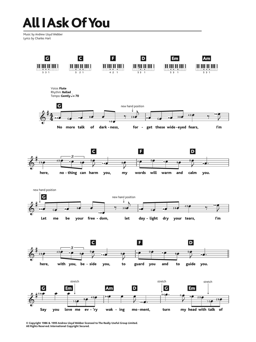All I Ask Of You (from The Phantom Of The Opera) Piano Solo scores gallery preview page 1