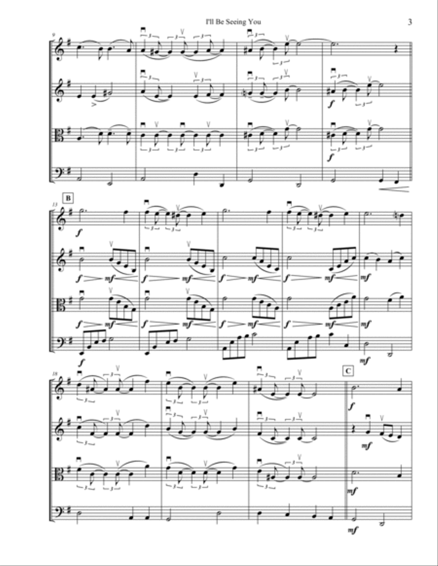 I'll Be Seeing You String Quartet scores gallery preview page 3
