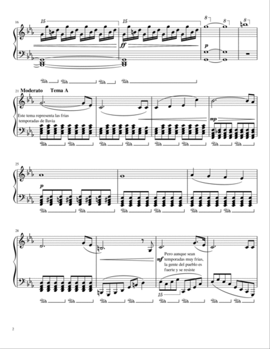 Batallas en lluvia Piano Solo scores gallery preview page 2