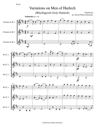 Variations on Men of Harlech (Rhyfelgyrch Gwŷr Harlech) for clarinet trio