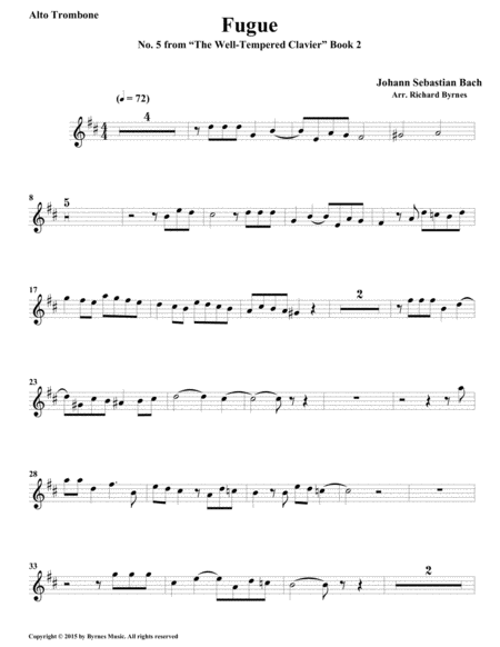 Fugue 05 from Well-Tempered Clavier, Book 2 (Trombone Quintet) image number null