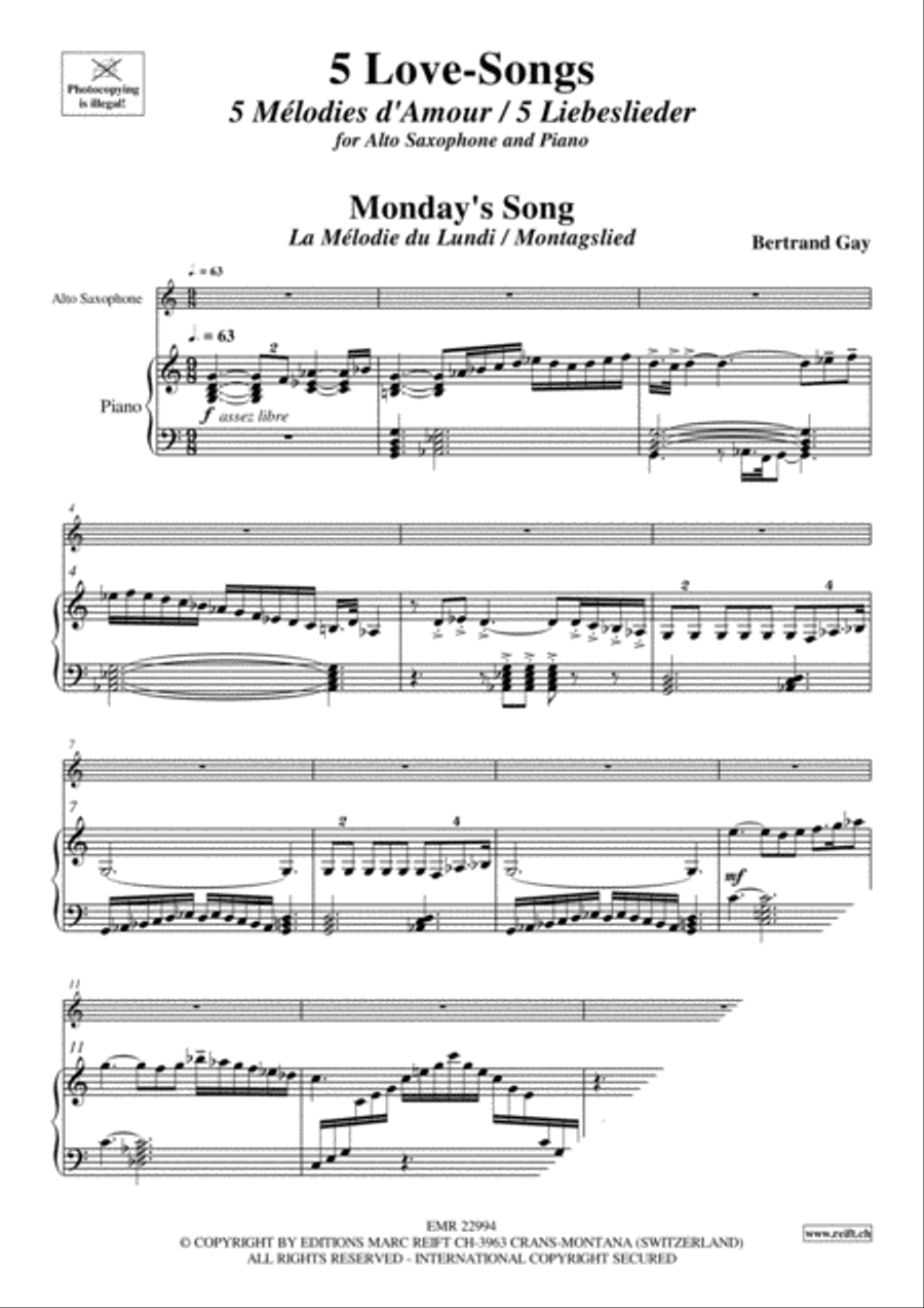 5 Love-Songs Alto Saxophone scores gallery preview page 3