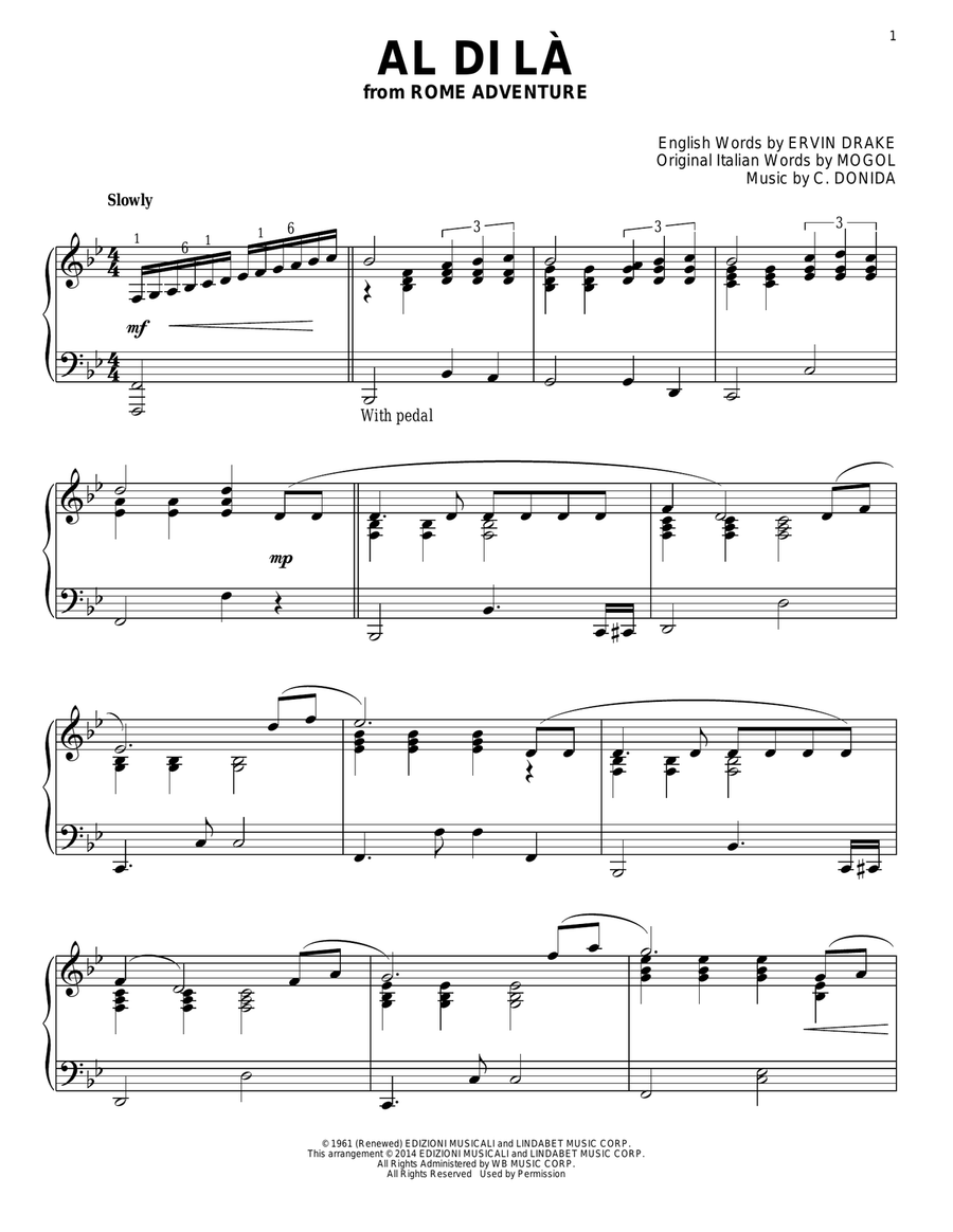 Al Di La Piano Solo scores gallery preview page 1