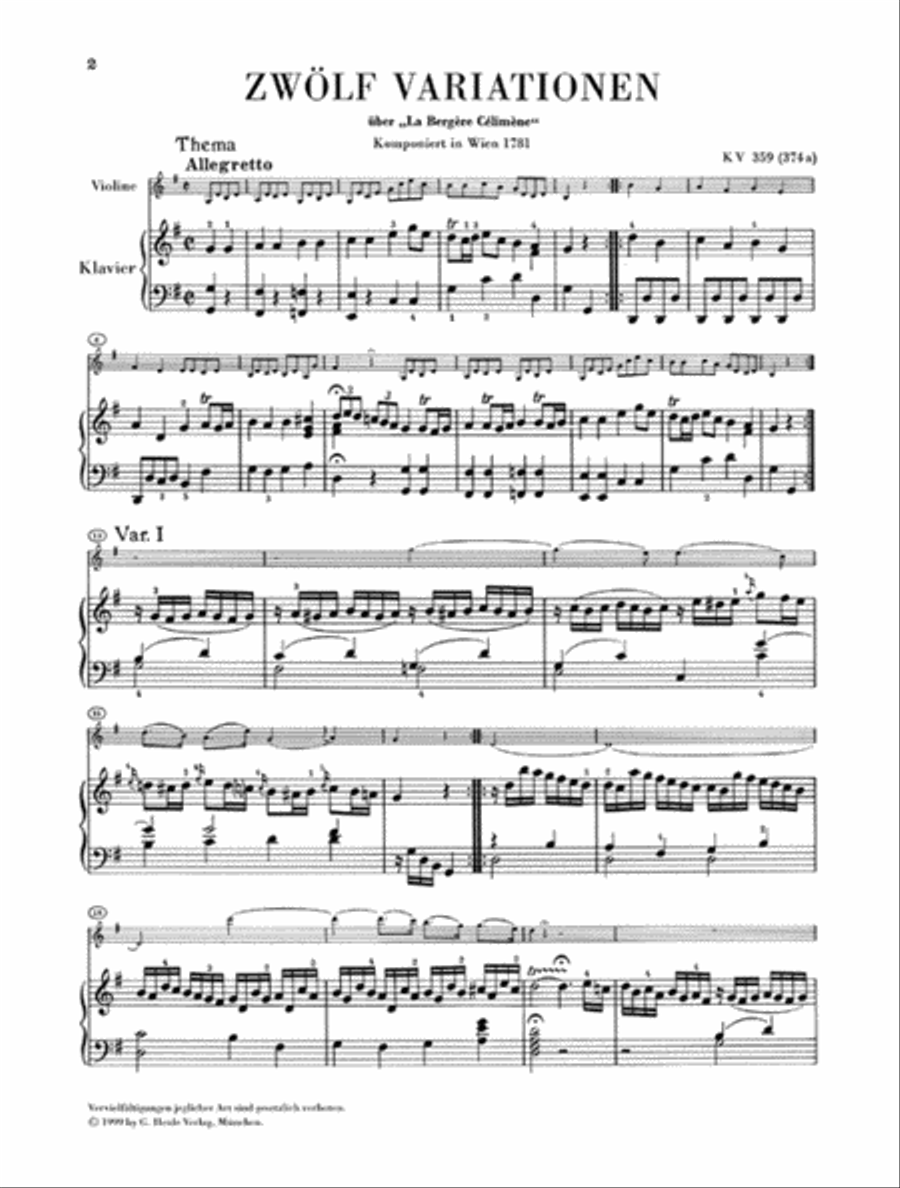 Variations for Piano and Violin Violin Solo scores gallery preview page 2
