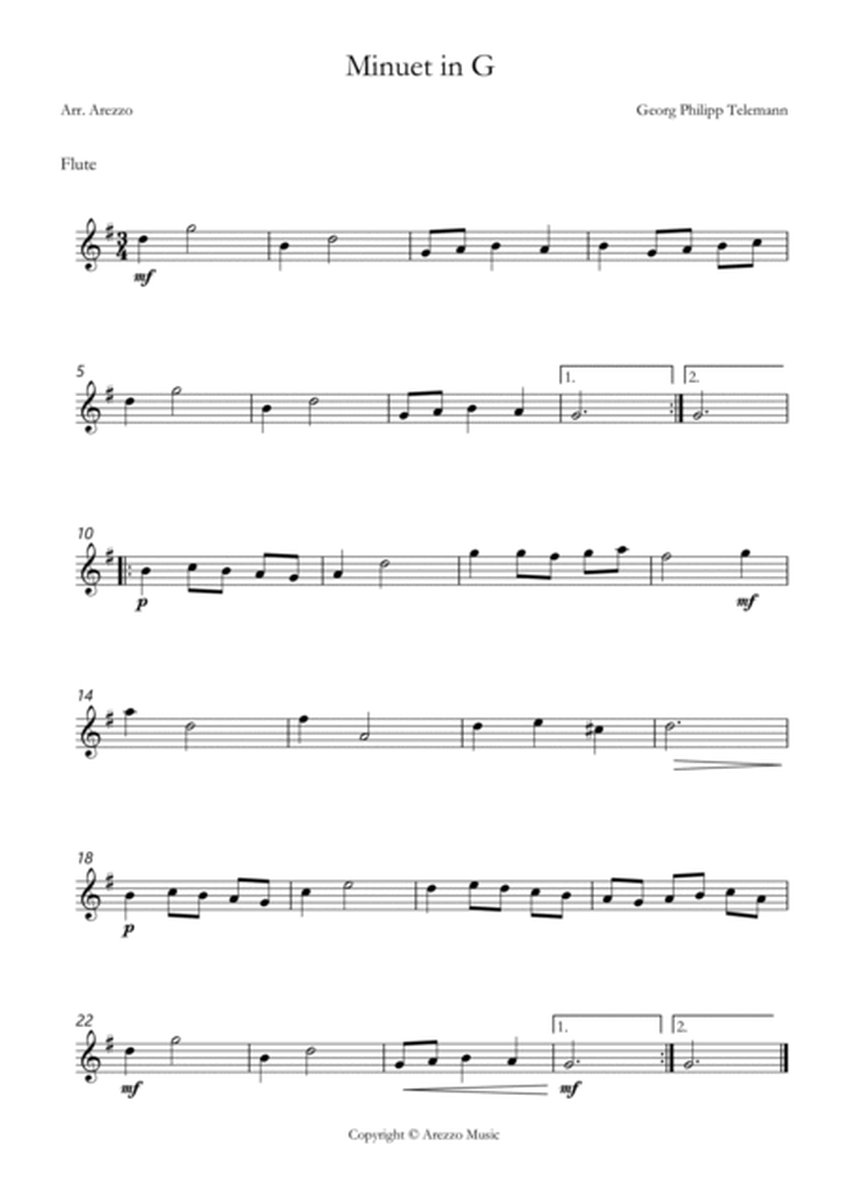 telemann twv 32:13 minuet in g Flute and Bassoon sheet music image number null
