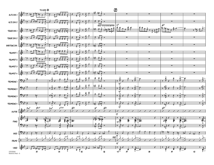 Robbins Nest - Conductor Score (Full Score) Jazz Ensemble scores gallery preview page 6