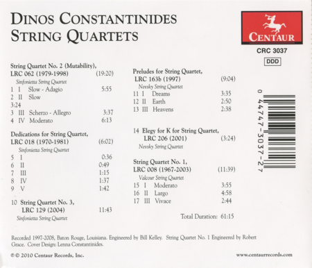 Constantinides: String Quartet