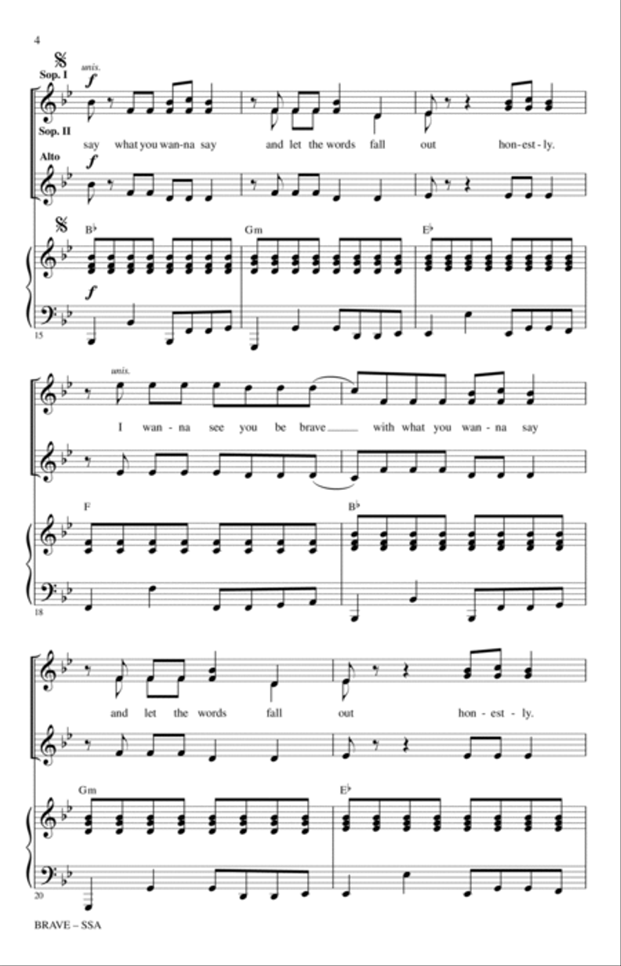 Brave (arr. Audrey Snyder) SSA scores gallery preview page 3