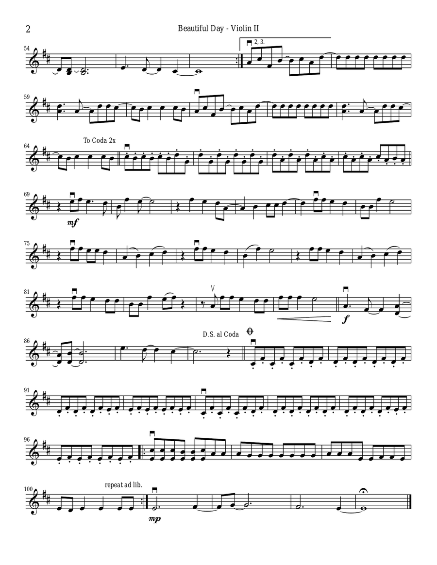 Beautiful Day String Quartet scores gallery preview page 4