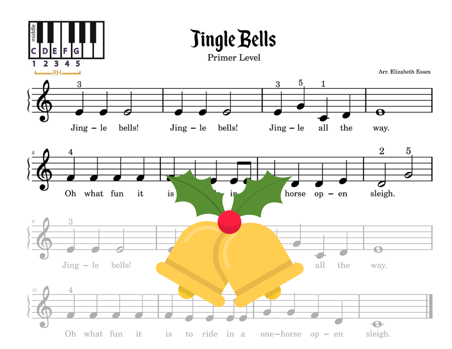 Christmas: Songs on the Staff in Middle C Position Easy Piano scores gallery preview page 6