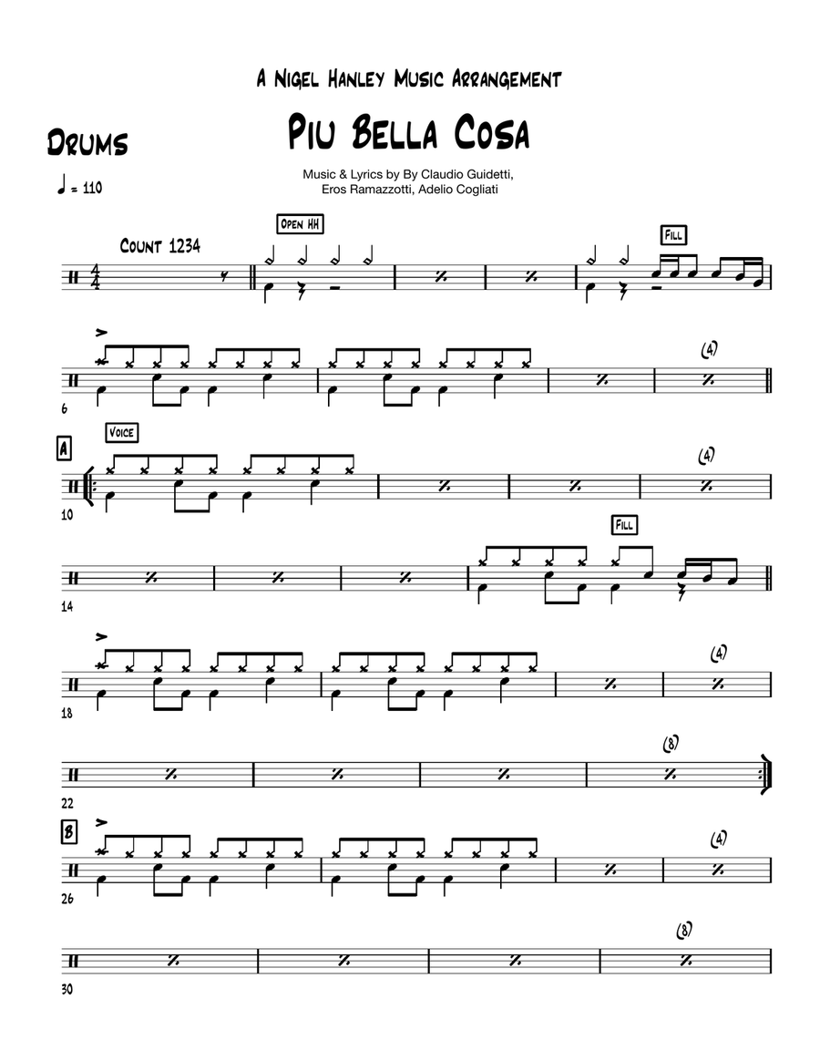 Piu Bella Cosa Cover Band scores gallery preview page 5