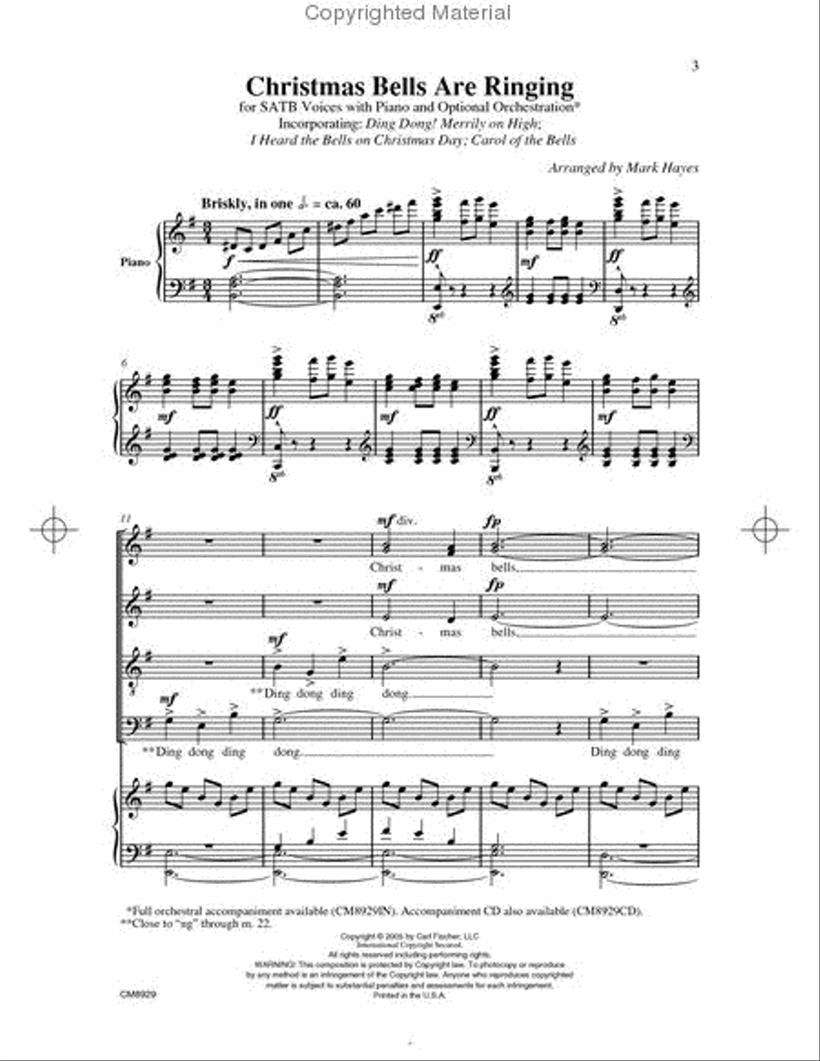 Christmas Bells Are Ringing 4-Part scores gallery preview page 2