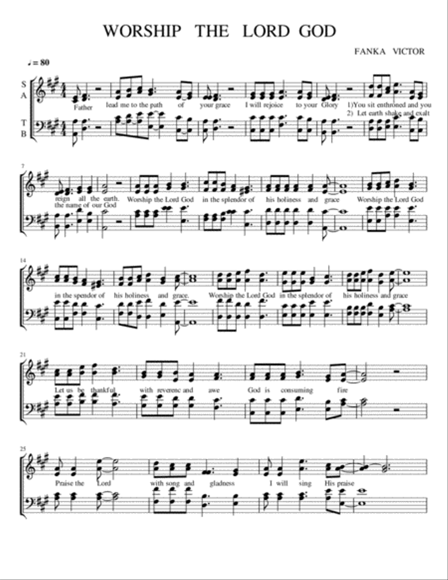 Worship The Lord God by Fanka victor 4-Part scores gallery preview page 1