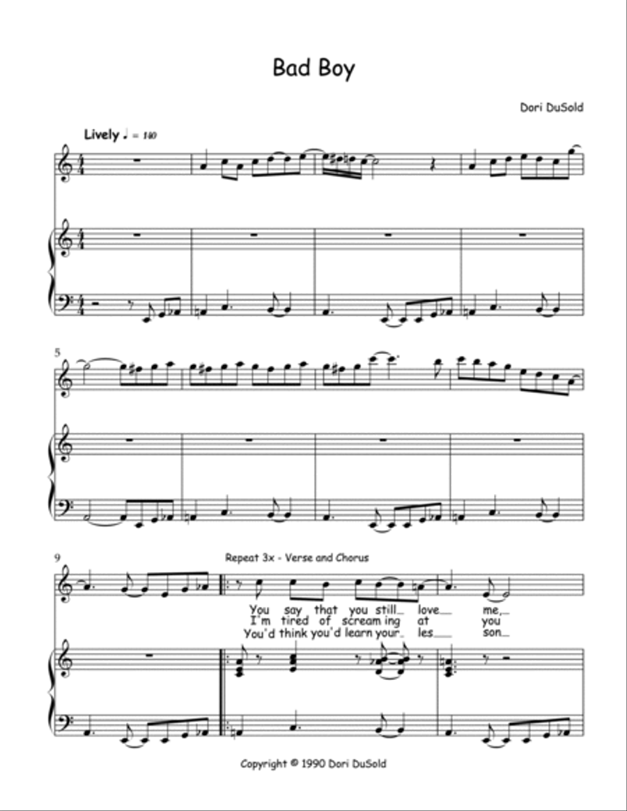 Bad Boy - Sheet music for single from the Reserved for You Collection Voice scores gallery preview page 2