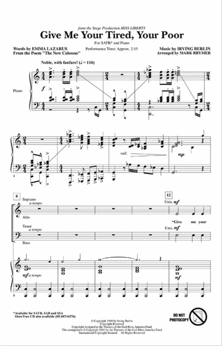 Give Me Your Tired, Your Poor 4-Part scores gallery preview page 2