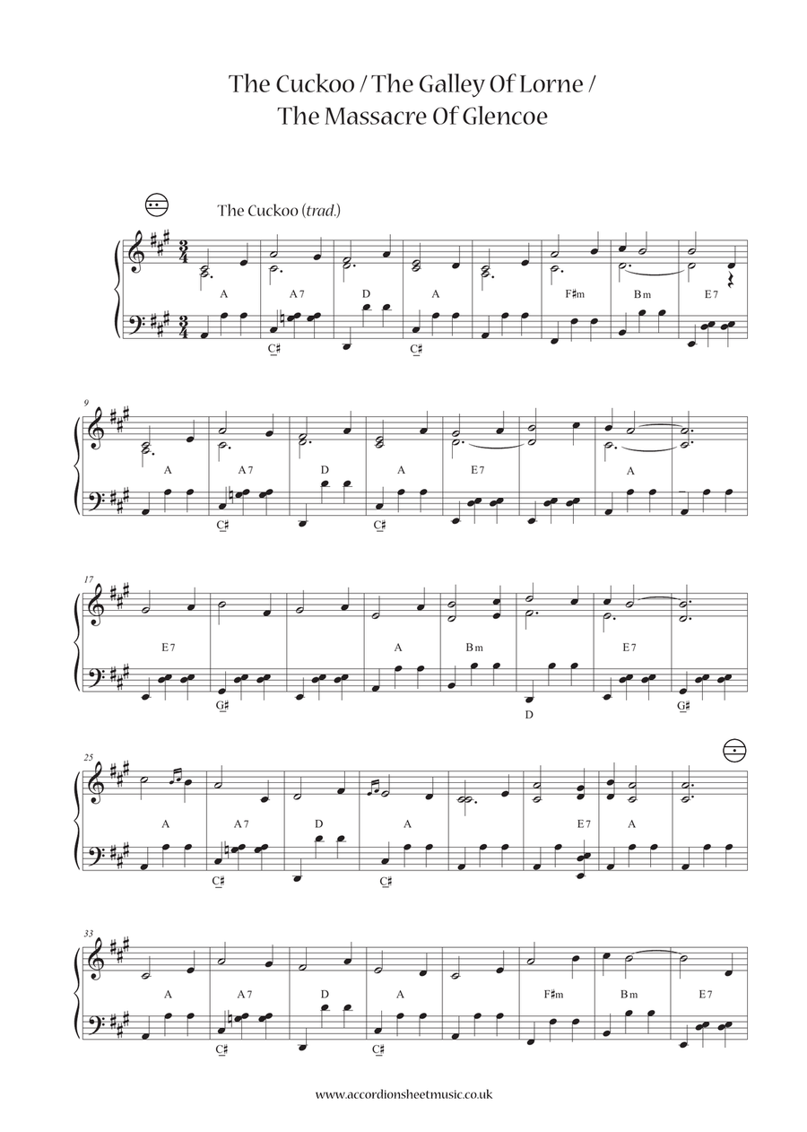 The Cuckoo / The Galley Of Lorne / The Massacre Of Glencoe Accordion scores gallery preview page 2