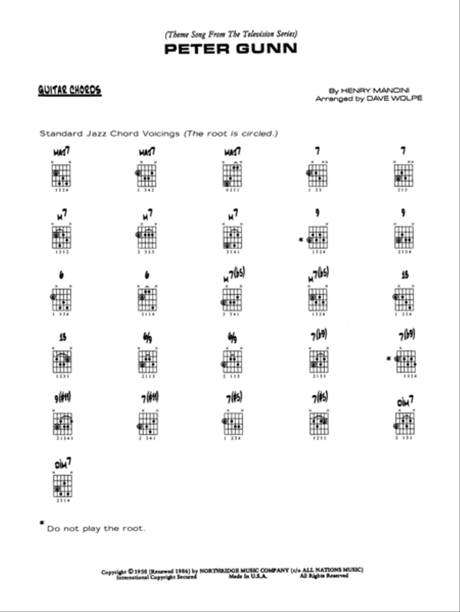 Peter Gunn: Guitar Chords Jazz Ensemble scores gallery preview page 1