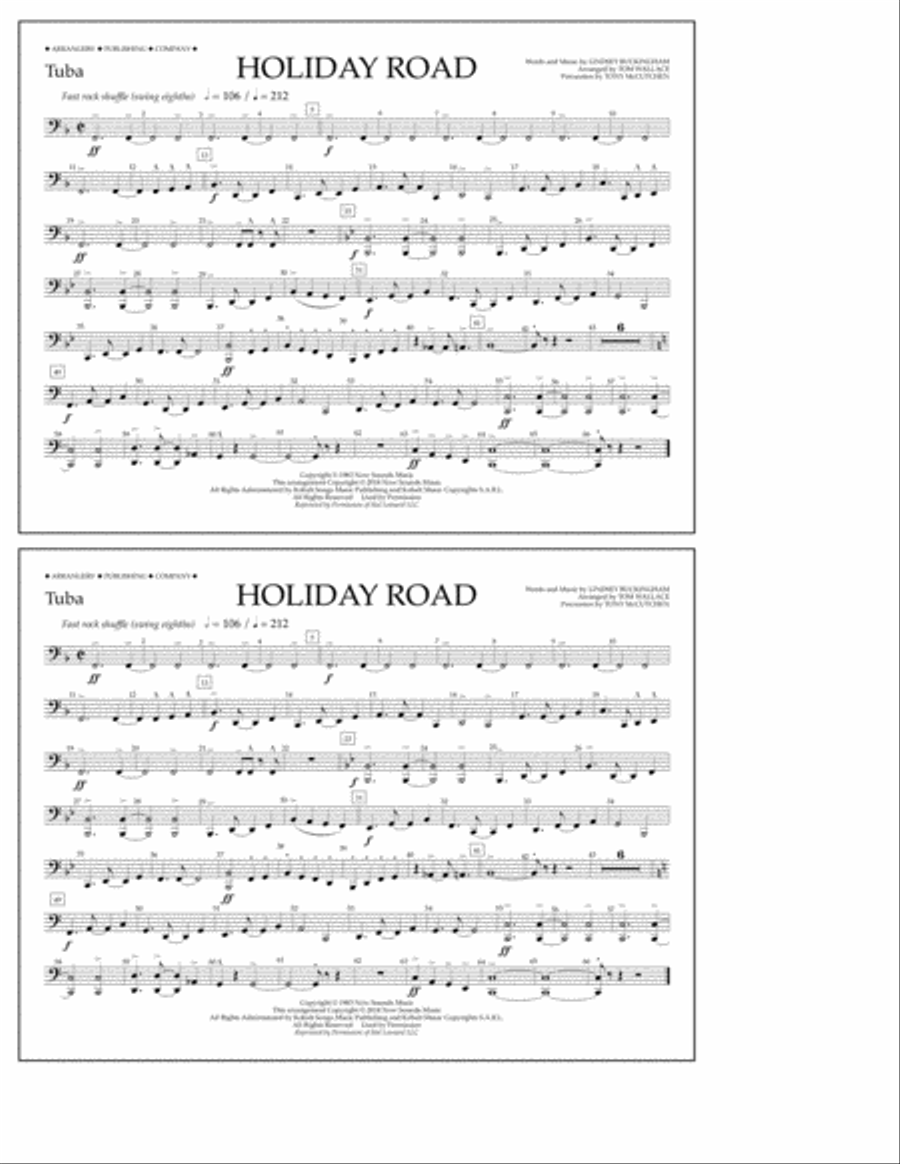 Holiday Road (from National Lampoon's Vacation) (arr. Tom Wallace) - Tuba