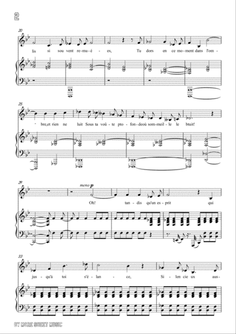 Saint-Saëns-La cloche in B flat Major,for Voice and Piano Voice Solo scores gallery preview page 4