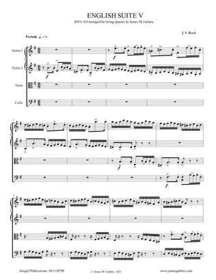 BACH: English Suite No. 5 BWV 810 for String Quartet