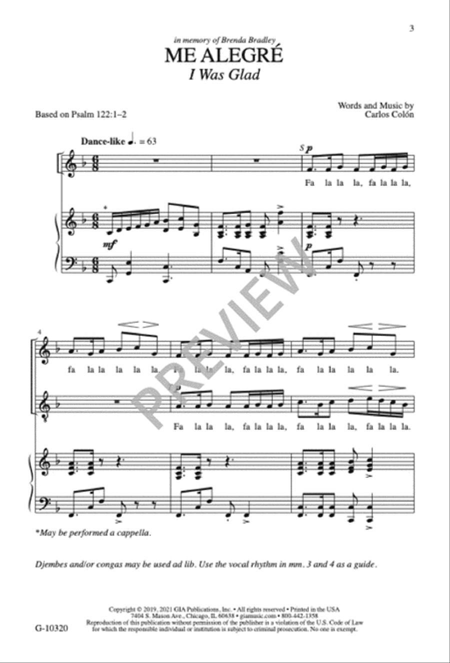 Me Alegré / I Was Glad 4-Part scores gallery preview page 4