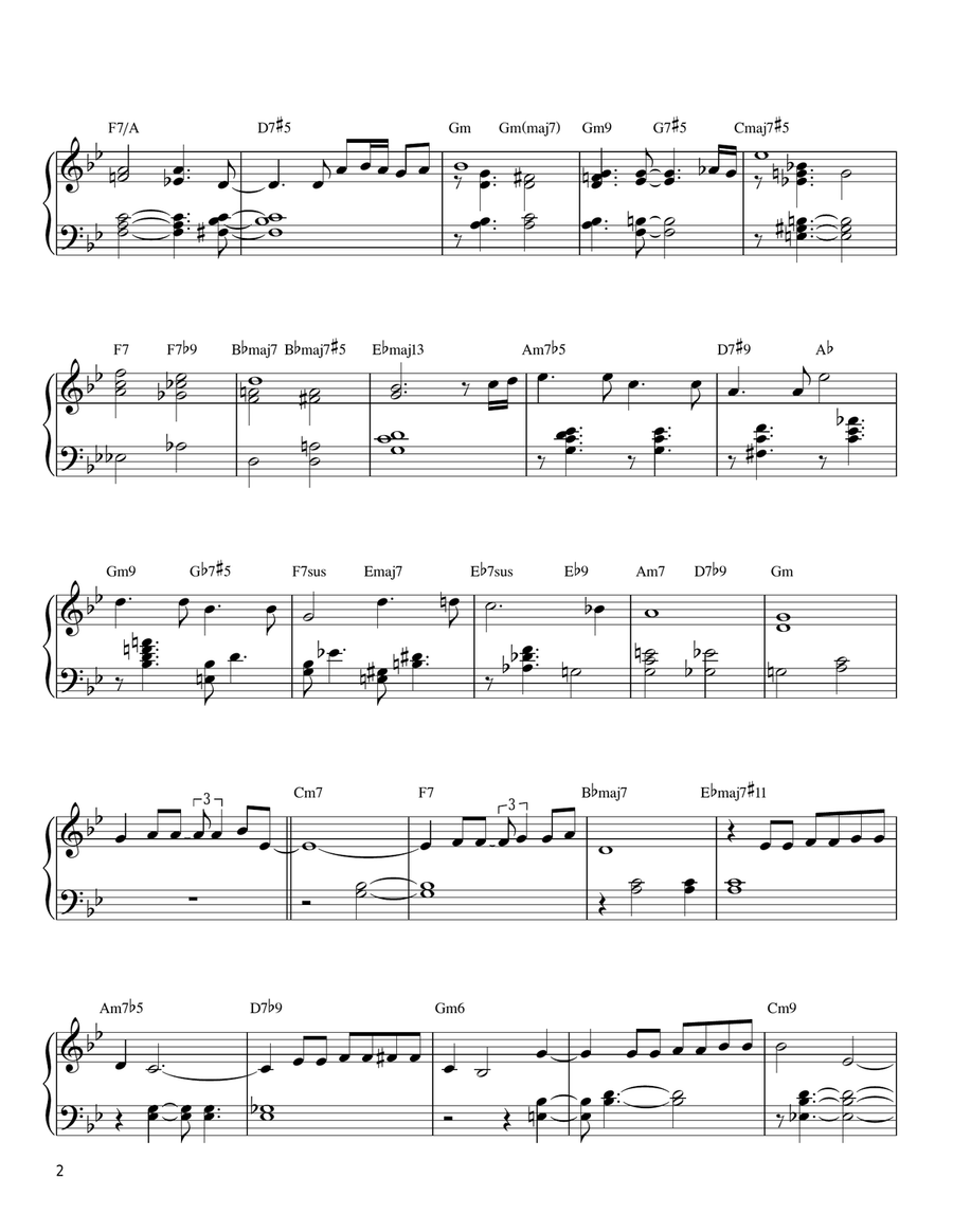 Autumn Leaves Piano Solo scores gallery preview page 2